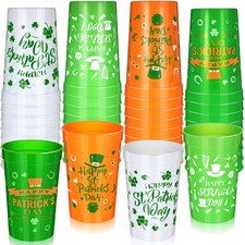 St Patrick's Day Disposable Plastic Cups 16oz 36pk Shamrock Party Supplies Ki...