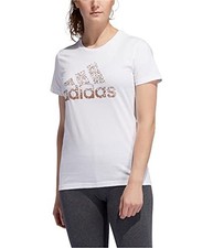 ADIDAS NWT Women's Metallic Logo Graphic Short Sleeve Top T-Shirt White Size L