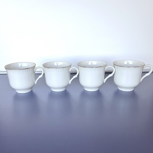 Vintage Shafford Golden Heirloom White Snack Plates and Cups Set Of 4 - Picture 10 of 12