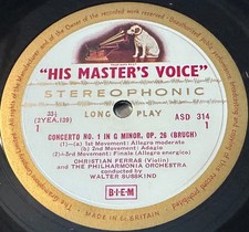 ASD 314 HMV W/G 1959 ORIG - CHRISTIAN FERRAS Susslind Bruch Lalo VIOLIN LP ASD 314 HMV W/G 1959 ORIG - CHRISTIAN FERRAS Susslind Bruch Lalo VIOLIN LP