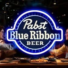 Neon Sign LED Neon Beer Bar Sign Man Cave Decor Logo w Mount Pabst Blue Ribbon