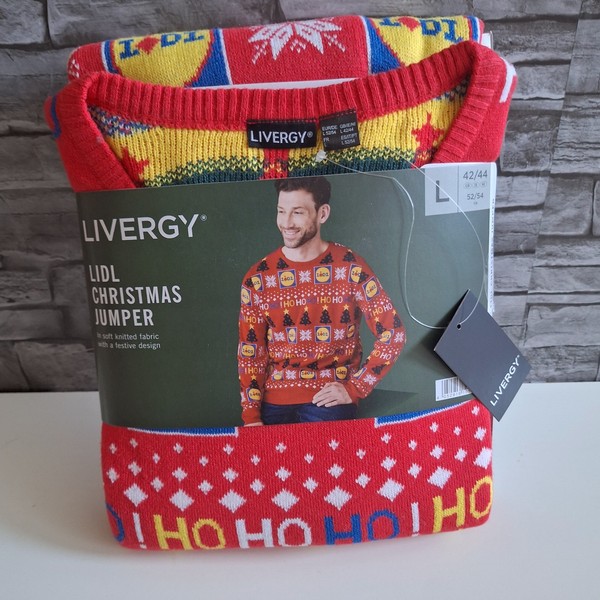 Jersey Navidad LIDL 2024 Rojo Grande Nuevo Secreto Santa Talla Grande Reino Unido 42/44