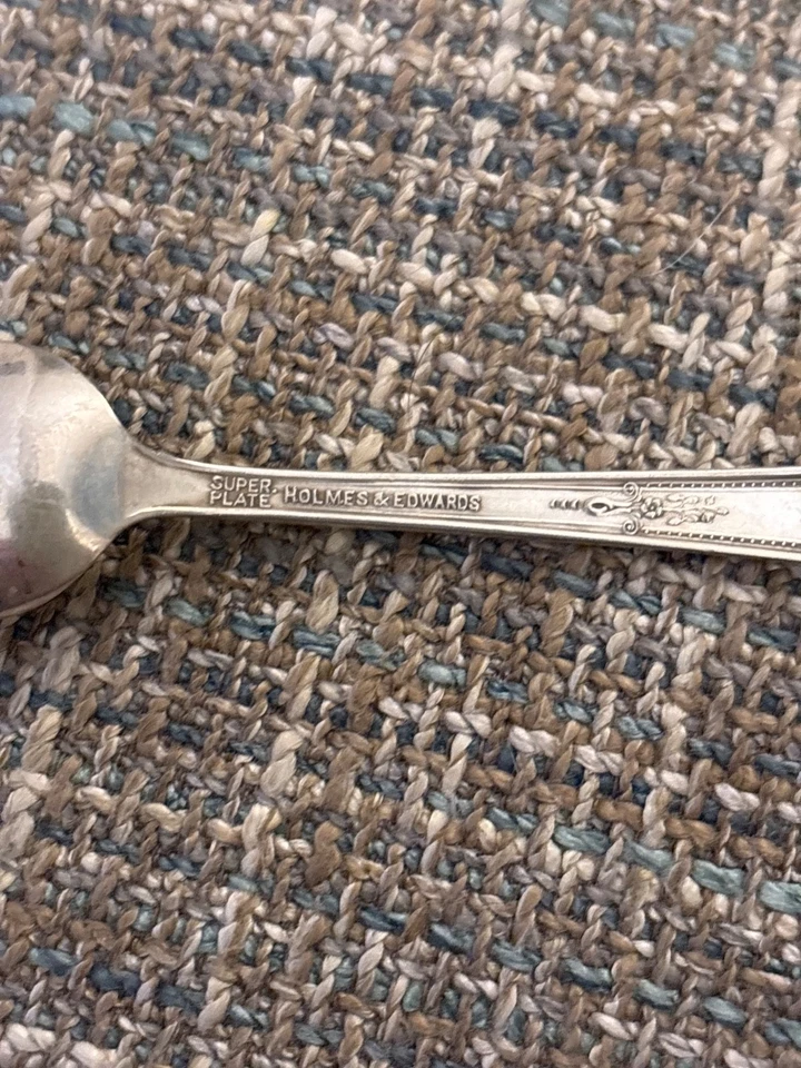 DE COLECCIÓN 1925 HOLMES & EDWARDS ROMANCE Demitasse postre PLATO DE PLATA CUCHARA DE AZÚCAR Foto 4 de 4