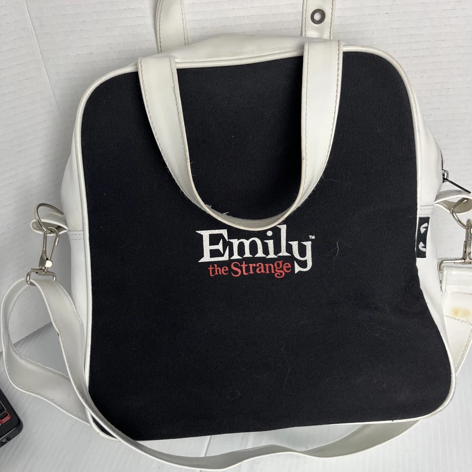 Emily The Strange Y2k White Faux Leather ,Canvas Adjustable Strap Bowling Bag - Image 4 of 4