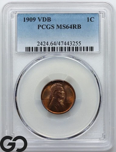 1909 VDB Lincoln Cent Wheat Penny PCGS MS 64 RB ** Very Lustrous Beauty!