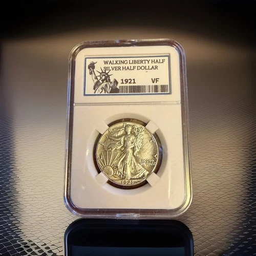 1921 / WALKING LIBERTY HALF DOLLAR [DB-6583-002] (VINTAGE) KEEPSAKE SLAB / VF