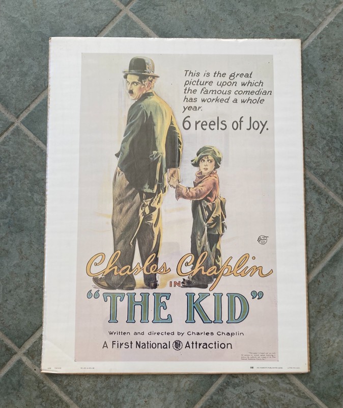 Charlie Chaplin - “The Kid” Movie Poster Repro 25"x19" -1978 Ira Roberts Publish