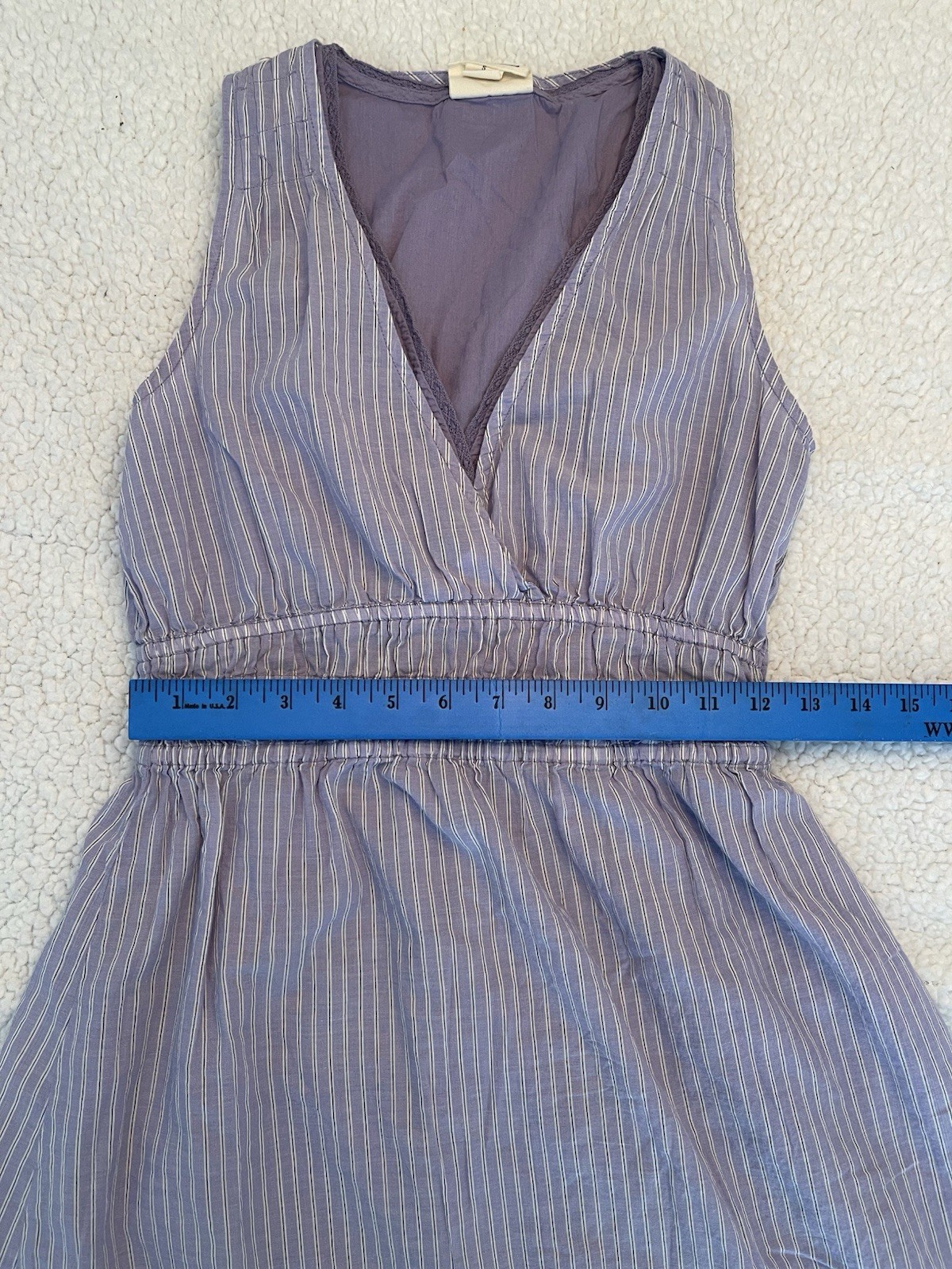 Converse One Star Dress Small Purple Striped Sleeveless V Neck Smocked Waist thumbnail 5