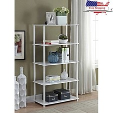 No Tools 5-Shelf Bookcase Easy Assembly Storage Shelf Living Room Organization