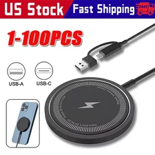 15W Magnetic Fast Wireless Charger Pad For SamsungS24 Ultra iPhone 16 15 Pro LOT