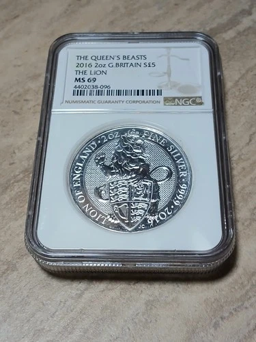 GREAT BRITAIN 2016 2-OZ SILVER QUEEN'S BEASTS | THE LION | NGC MS69