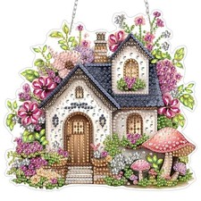 Diamond Art Hanging Kits for Adults Beginners Flowers and Mushrooms Cottage