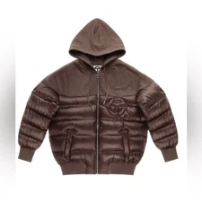 Telfar X Moose Knuckles Puff Hoodie Brown Quilted Bomber Hooded Jacket [M]