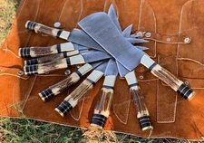 Handmade Damascus Chef Knife Set 9pcs Antler Handle with Leather Roll , Chef Gif