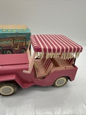 Vintage Japan Tin Jeep Beach Surrey Pressed Steel Toy Car TN TOYS NOMURA w/ Box