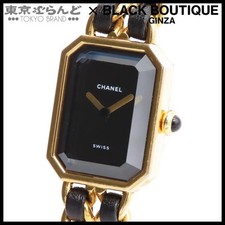 Chanel Première L Size GP H0001 Stainless Steel 20mm Black Dial Quartz #TBRW374