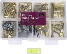 Picture Hanging Hardware Kit w/ Hooks Nails Screws Wire & Storage Box (225 PCS)