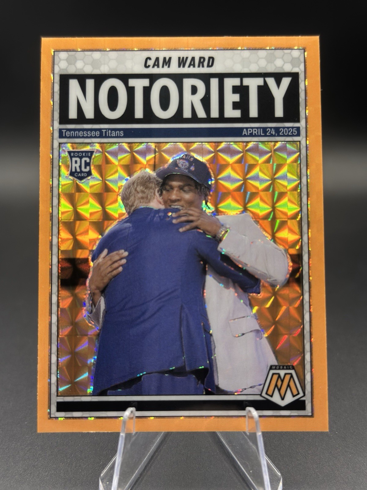 Cam Ward 2025 Panini Mosaic #17 Notoriety Orange Flourescent Prizm RC