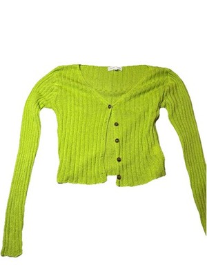 Emory Park green Crop Long Wide Sleeve V neck Top Knit US Women XS 