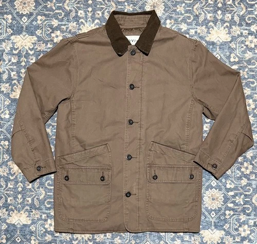 Orvis Corduroy Collar Barn Jacket Mens Lg Brown Cotton Canvas Quilt Lined Coat - product listing photo