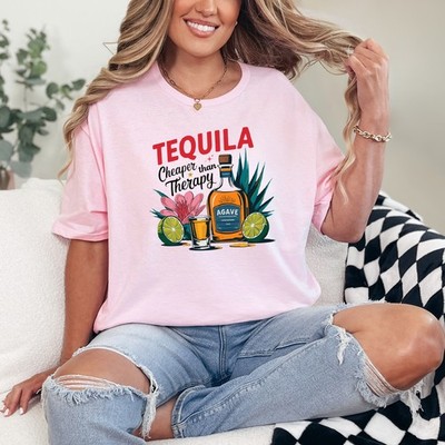 Tequila billiger als Therapie Damen ringgesponnen T-Shirt Party Geschenk für sie