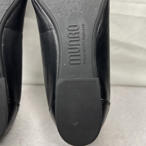 Munro Danielle black leather captoe ballet flat shoe comfort women spectator 9.5 - Picture 12 of 13