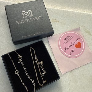 Authentic Moohan 14K Gold Plated Initial "G" And Beaded Stacking Bracelets