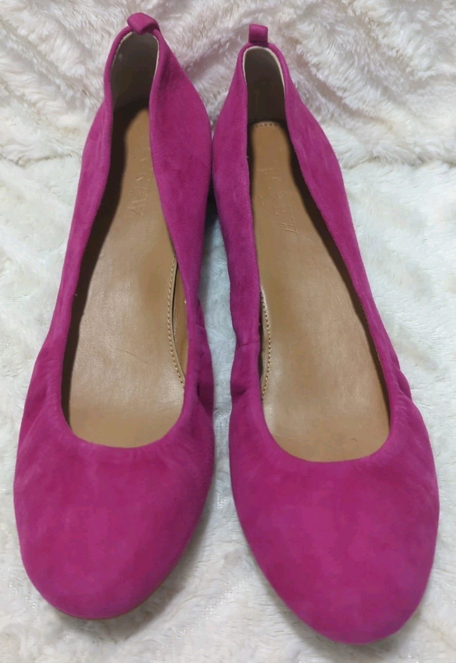 S4 J.Crew Made in Italy Suede Ballet Flats – Women’s Size 7 – Hot Pink Fuchsia