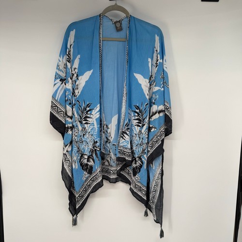 Vince Camuto Banane offen Topper Damen Einheitsgröße blau Tasseled Saum Taschentuch