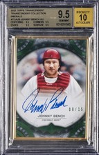 2022 TOPPS TRANSCENDENT COLL AUTOGRAPH EMERALD JOHNNY BENCH /15 BGS 9.5 AUTO 10