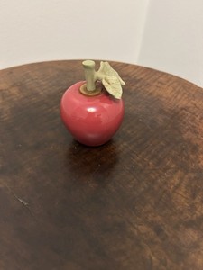 Red Ceramic Apple Ornament with Gold Leaf Decorative Home Décor