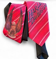 Vintage 80s Harley Davidson Ralph Marlin Neck Tie Striped - The Red Line -