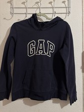 Gap Navy Pullover Hoodie Cotton Logo Women's L Long Sleeve Hooded Pockets