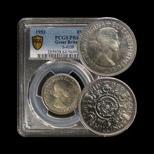 GREAT BRITAIN. 1953, Florin - PCGS PR64 - 2 Shillings, Tudor Rose, Shamrocks 528