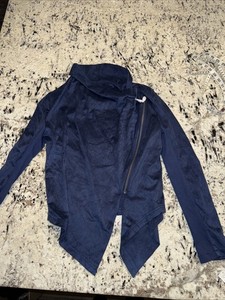 NWT Vigoss Suede Like Navy Moto Jacket With Asymmetrical Zipper Size XS