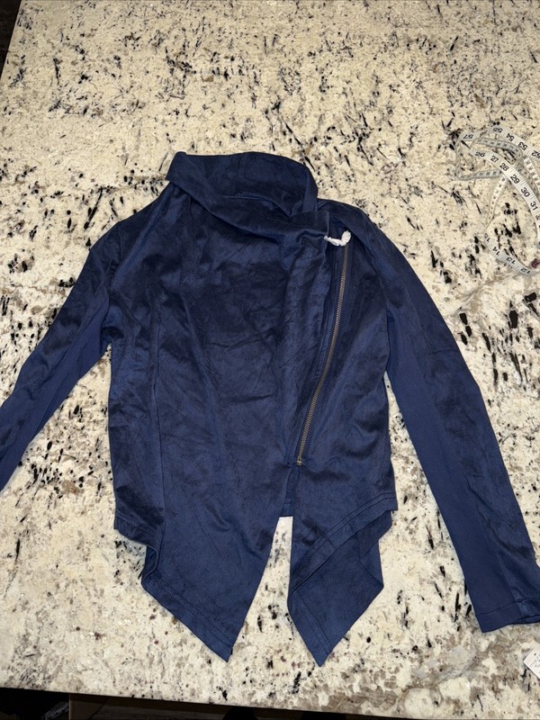 NWT Vigoss Suede Like Navy Moto Jacket With Asymmetrical Zipper Size XS