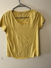 Sonoma T-Shirt Women S Yellow Solid V-Neck Short Sleeve The Everyday Tee