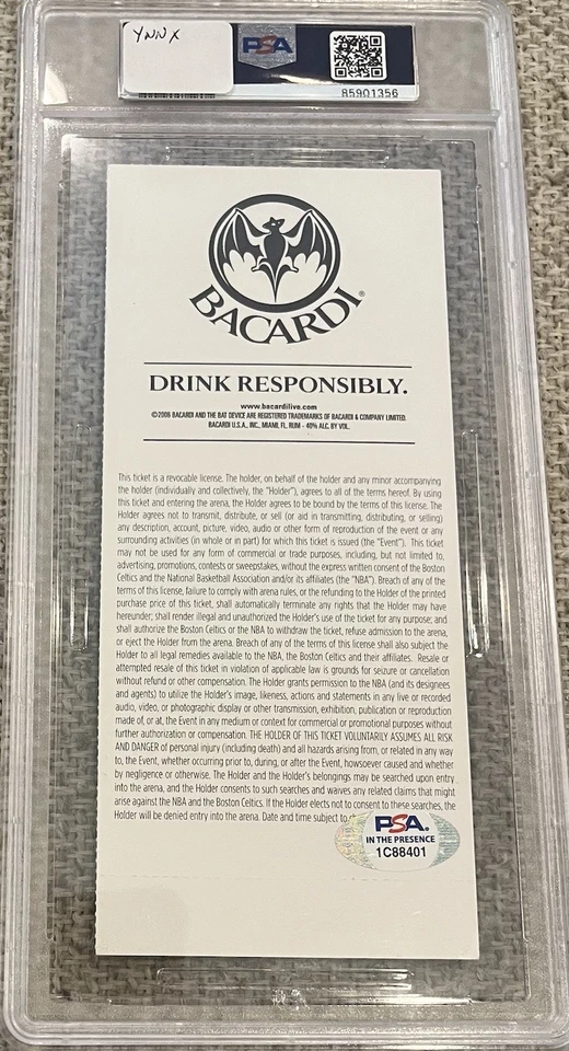 Kevin Garnett 2008 NBA Playoff Ticket Gem Autograph PSA/DNA 10 Rare Pop 1 - Image 4 of 4