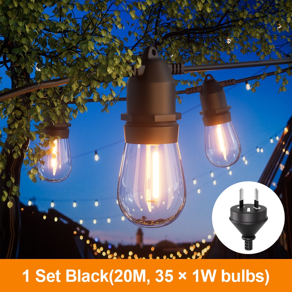 20M 35+1 Bulbs LED Festoon Lights Connectable Wedding Patio Party IP65 Dimmable