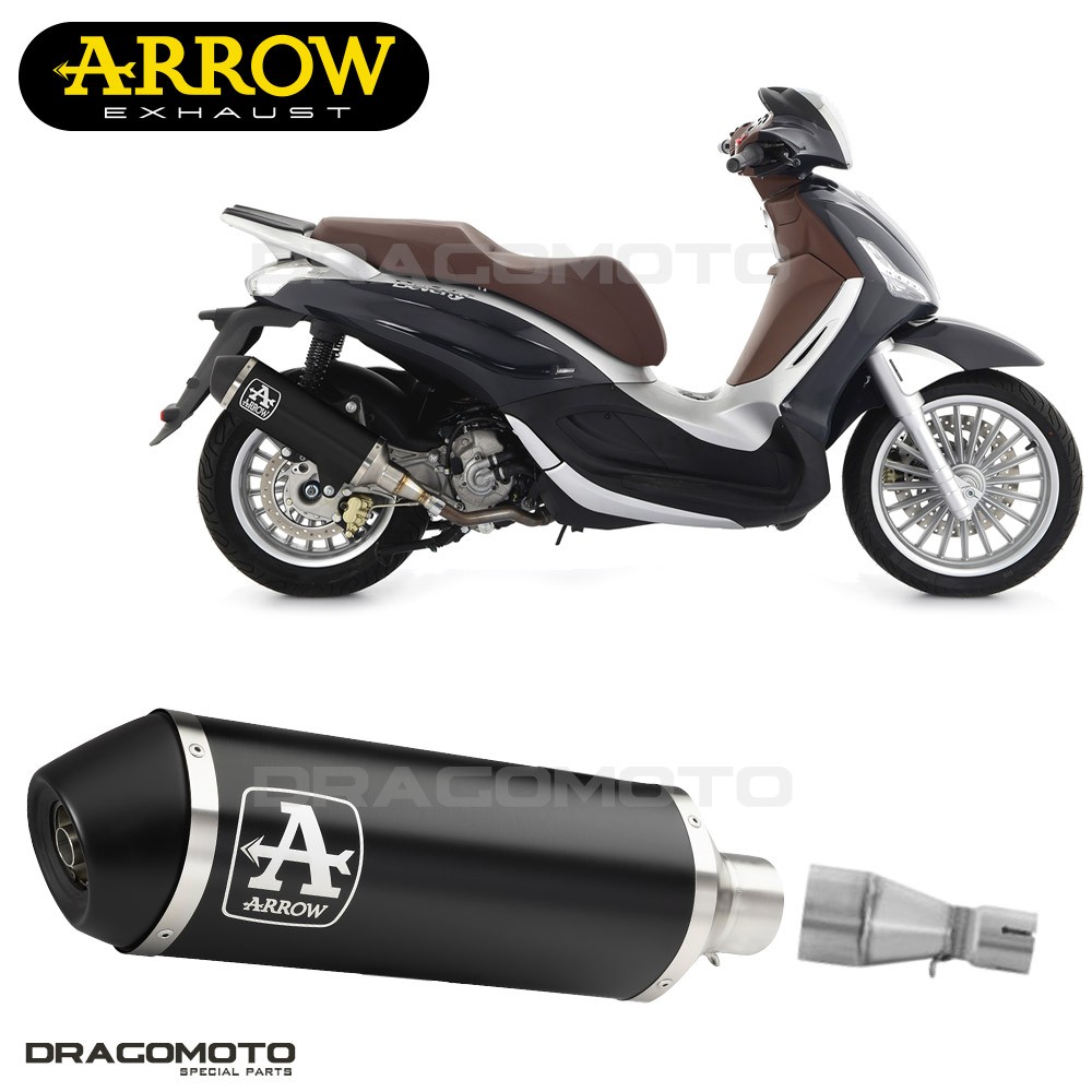 Echappement Arrow Urban aluminium noir idéal pour les trajets urbains en Beverly 300 HPE