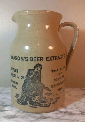 Moira Pottery Co. England Made Mason's Beer Extracts Pottery Pitcher Vintage