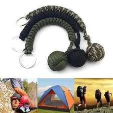 Paracord Monkey Fist Keychain with Steel Ball – Outdoor Survival & Safety Tool