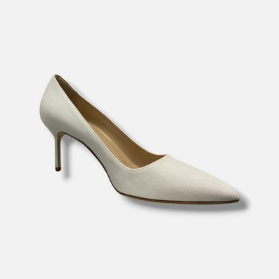 Manolo Blahnik Women's White Pointed-Toe Stiletto-Heel Shoes Size EU:36.5 US:6.5