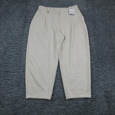 ASOS DESIGN Pants Womens 12 Beige Cropped Tapered Dress Pockets 35x25.5* NWT