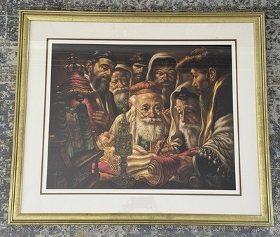  The Elders  by Virginia Dan Artist Proof Signed & Framed Jewish Art Print Torah