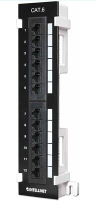 Intellinet 12 Port Cat6 Network Patch Panel Wall-Mount with 89D Bracket