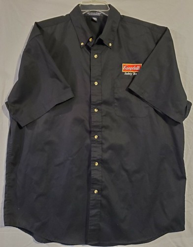 Campbell Soup Safety Team Black ButtonUp Short Sleeve Embroidered Logo Shirt 2XL - Picture 1 of 6