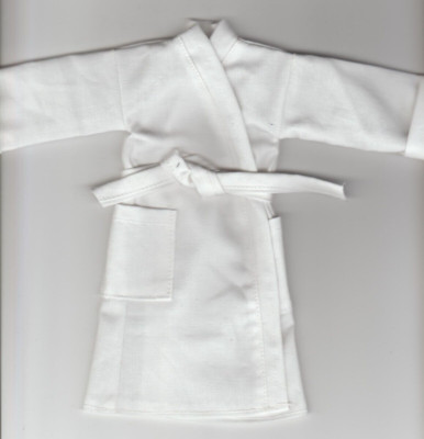 Homemade Doll Clothes-Solid White Cotton Robe Fits Ken/Barbie & Elf Doll  R5