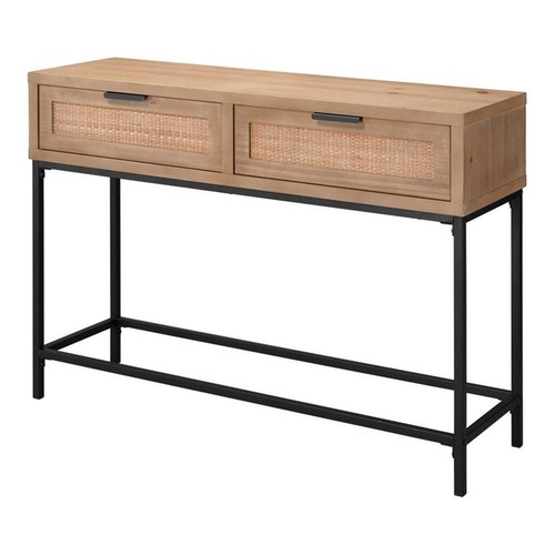 Eden Home 30" Coastal MDF Wood and Iron Console Table in Brown/Black - 第 1/5 張圖片