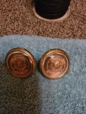 BRIDLE Rosette's Dubuque Star Brewing adv 2 in brass and glass  